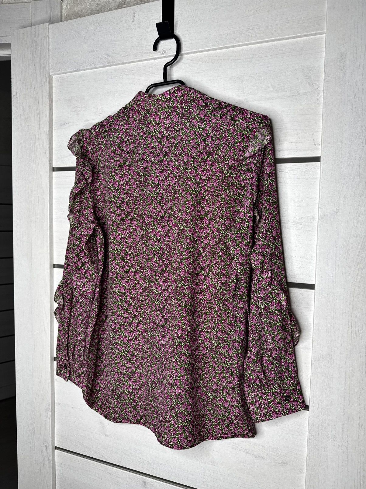 Max Mara Weekend Max Mara Silk Blouse Pink Floral Ruffle Sleeve Shirt Size M / US 6-8 / IT 42-44 - 12 Thumbnail