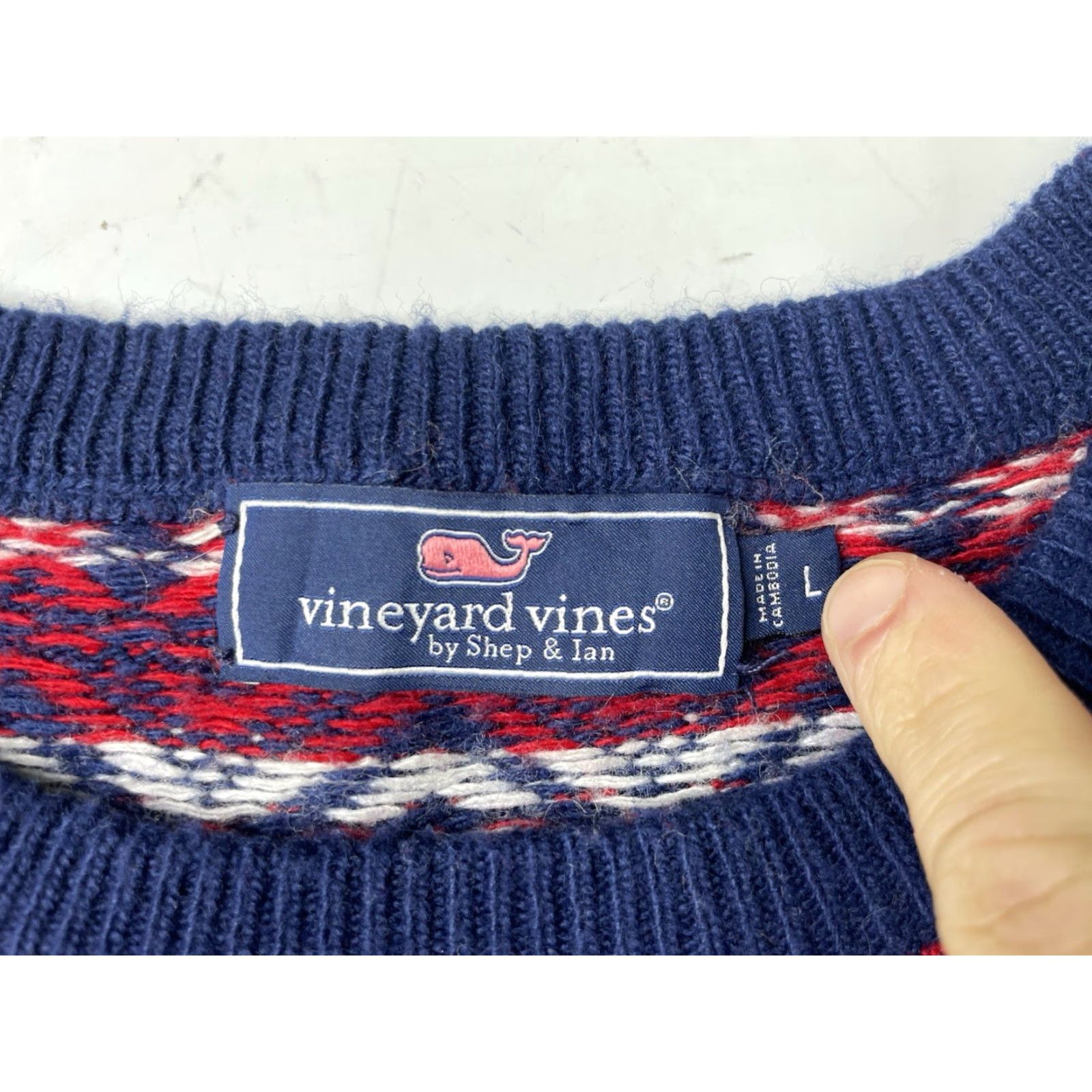 Vineyard Vines Vineyard Vines Crew Neck Sweater Mens Large Wool Fair Isle Multicolor Blue Red White Size US L / EU 52-54 / 3 - 3 Thumbnail