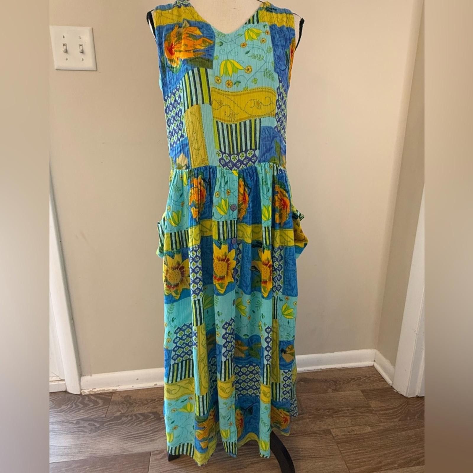 New Balance Bila boho floral patchwork maxi sundress pockets SZ SM Size S / US 4 / IT 40 - 1 Thumbnail