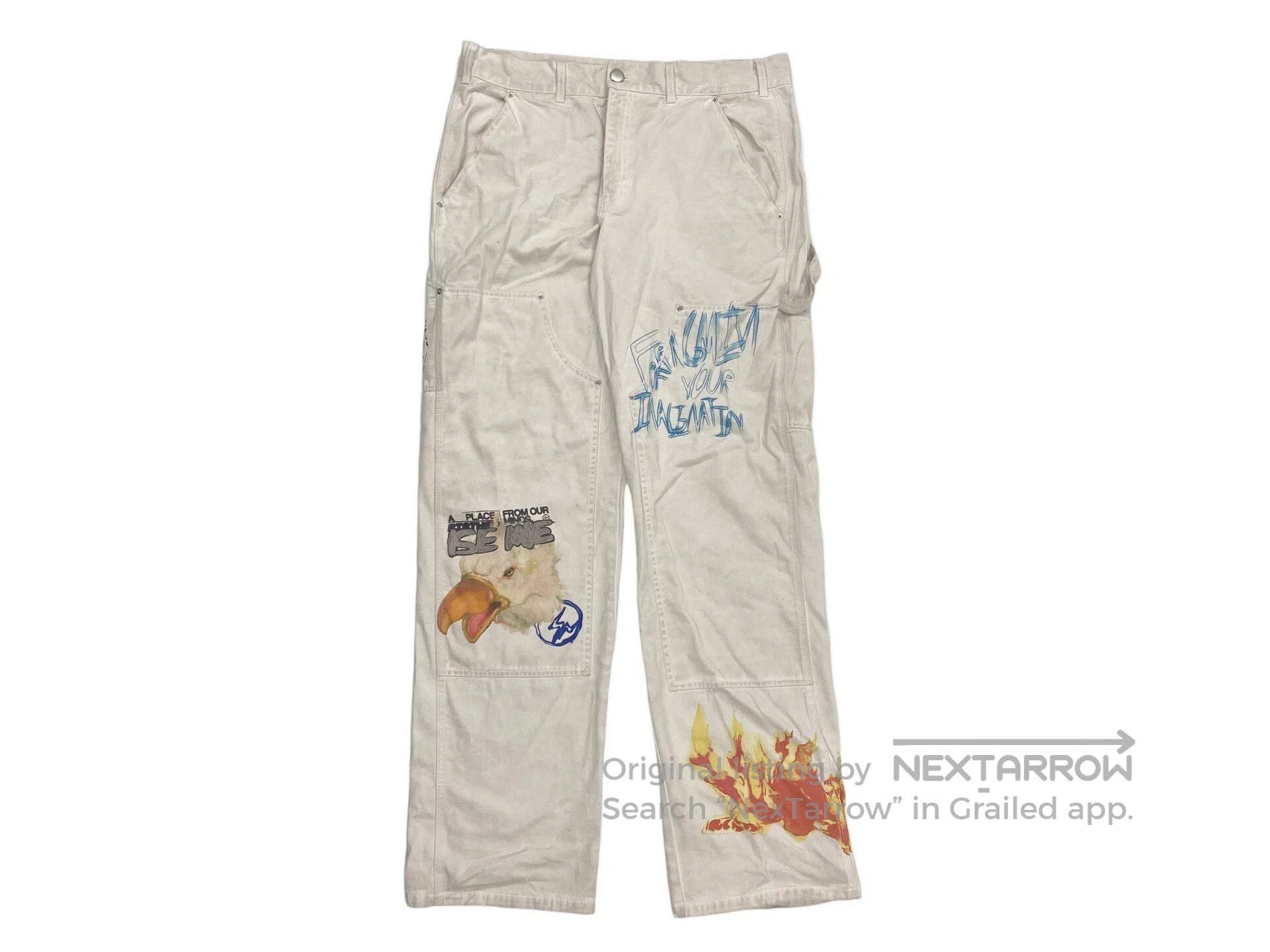 Travis Scott Travis Scott Lightning Logo Graffiti Work Pants Size US 34 / EU 50 - 1 Thumbnail