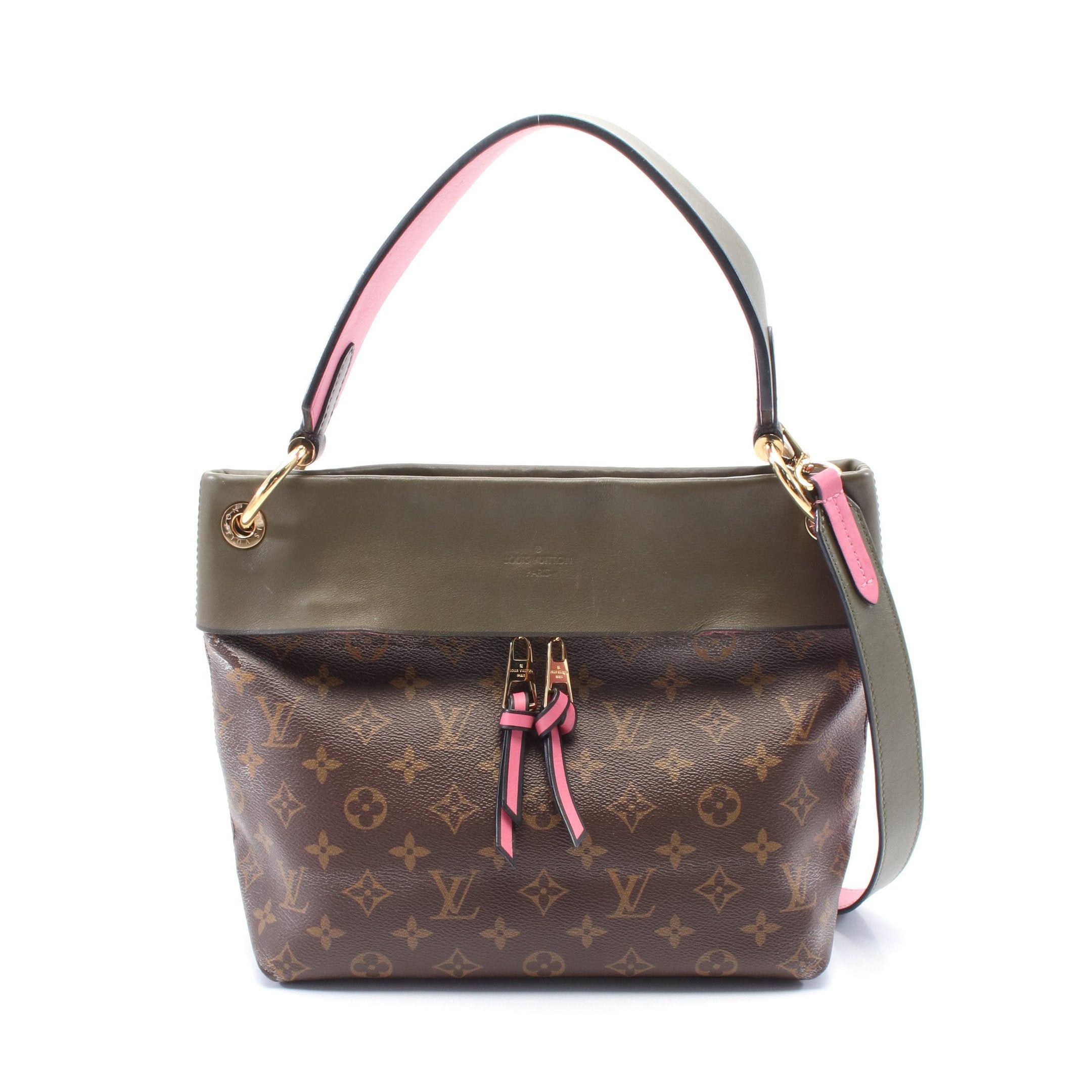 Louis Vuitton Tuileries Monogram One Shoulder Bag Leather Brown Khaki Green Pink, Women's