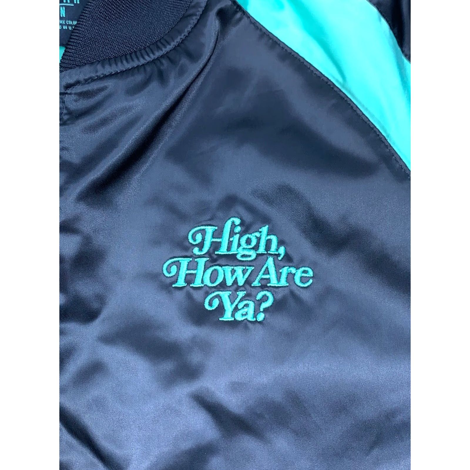 Vintage Jeffree Star Fashion High How Are Ya? Bomber Jacket Women M Black Zip Casual Satin Polyester Stars Theme Regular Zip Size M / US 6-8 / IT 42-44 - 4 Thumbnail