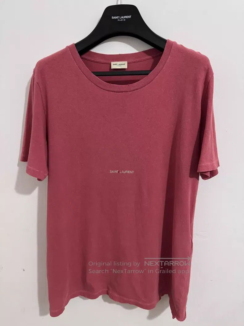 Saint Laurent Paris Pink logo pattern distressed slogan sh