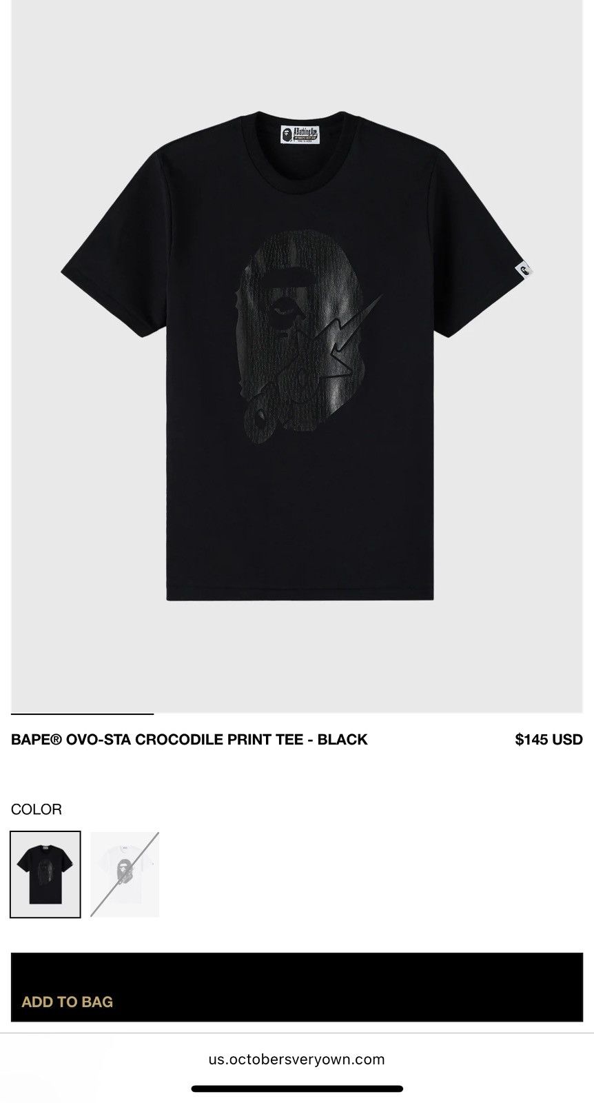 Bape × October's Very Own Bape X OVO Crocodile Print Tee Size US XL / EU 56 / 4 - 1 Thumbnail