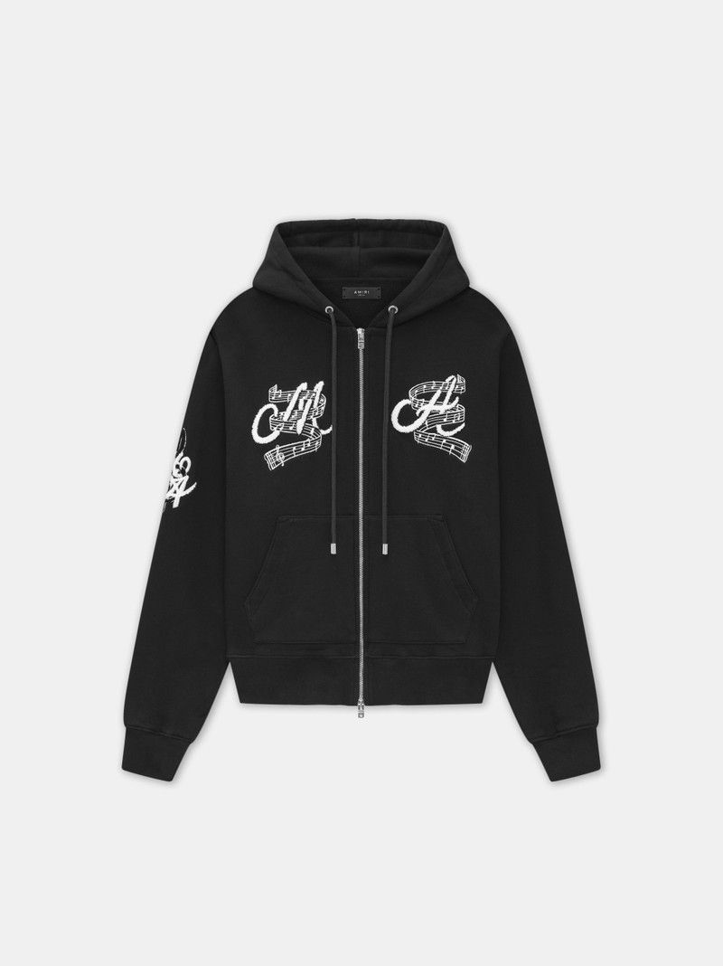 Amiri o1s1wg110526 Music Club Zip Up Hoodie in Black Size US S / EU 44-46 / 1 - 1 Thumbnail