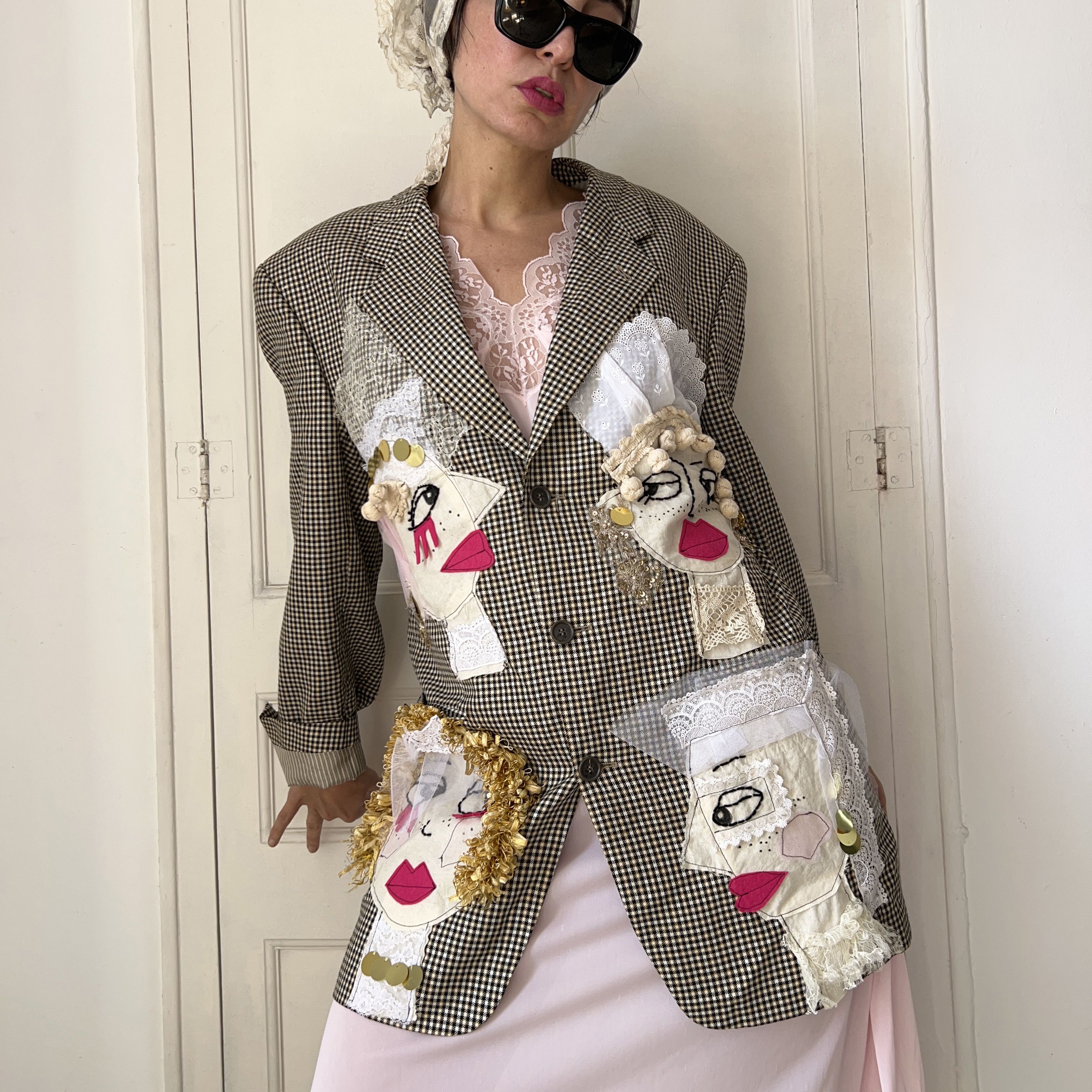 Custommade OOAK Wearable Art Bridal Inspired Patchwork Blazer Size XXL / US 16-18 / IT 52-54 - 4 Thumbnail