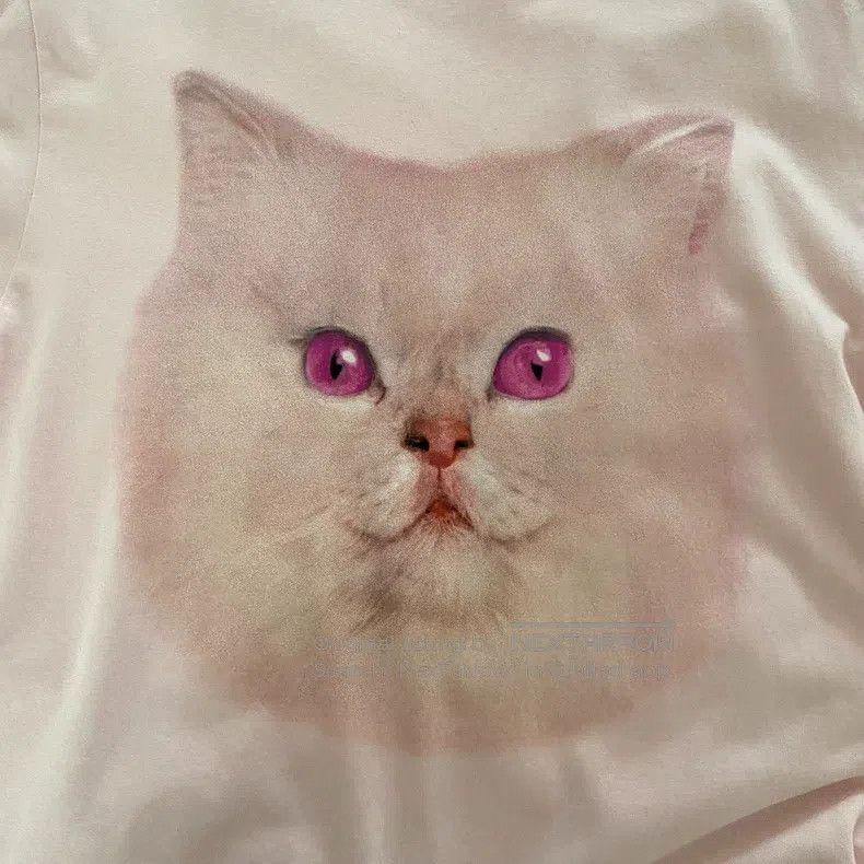 Acne Studios Acne Studios Cat print light pink T-shirt Size US XS / EU 42 / 0 - 5 Thumbnail
