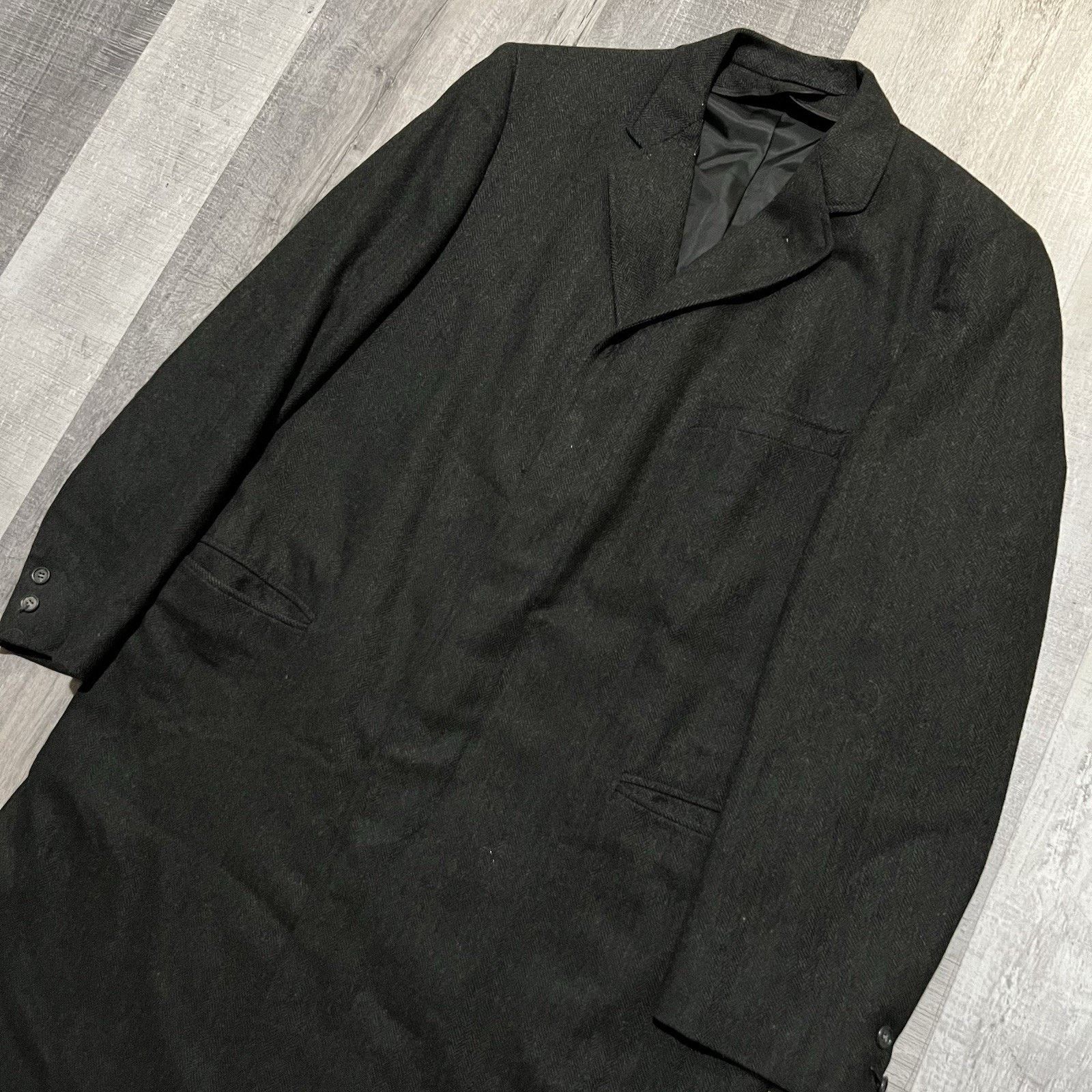 Vintage VTG Anderson Little Co Grey Herringbone Wool Overcoat 44 Size US L / EU 52-54 / 3 - 3 Thumbnail