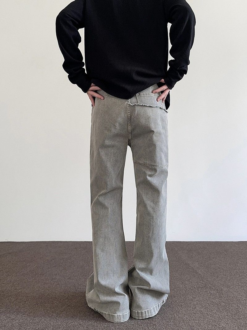 Flared Gray Baggy Denim Jeans