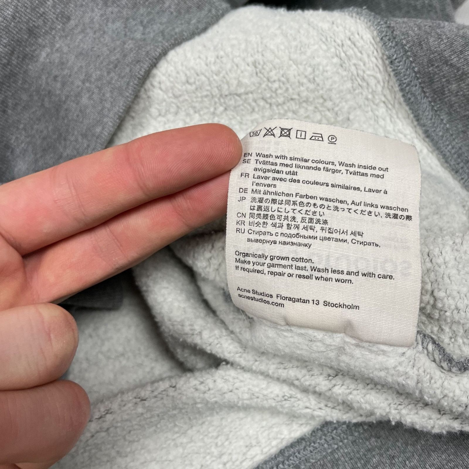Acne Studios Acne Studios Ferris Face Men's Gray Cotton Pullover Hoodie S Size US S / EU 44-46 / 1 - 8 Thumbnail