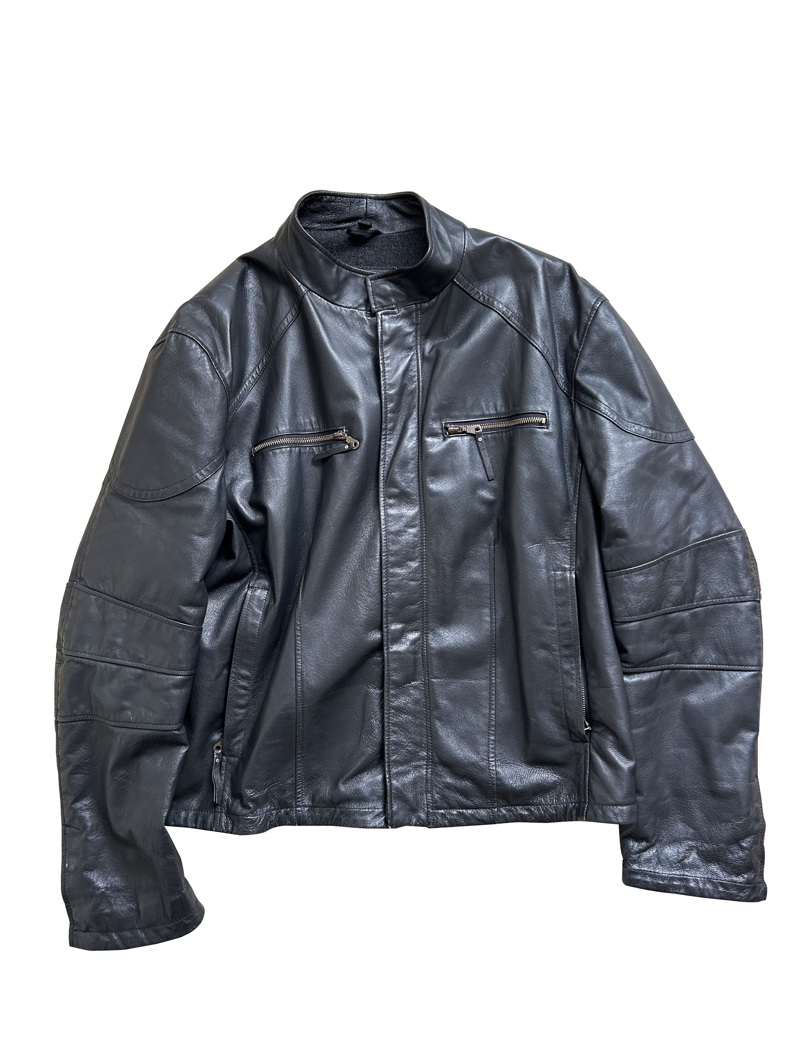 image of Vera Pelle Leather Moto Jacket in Black, Men's (Size XL)