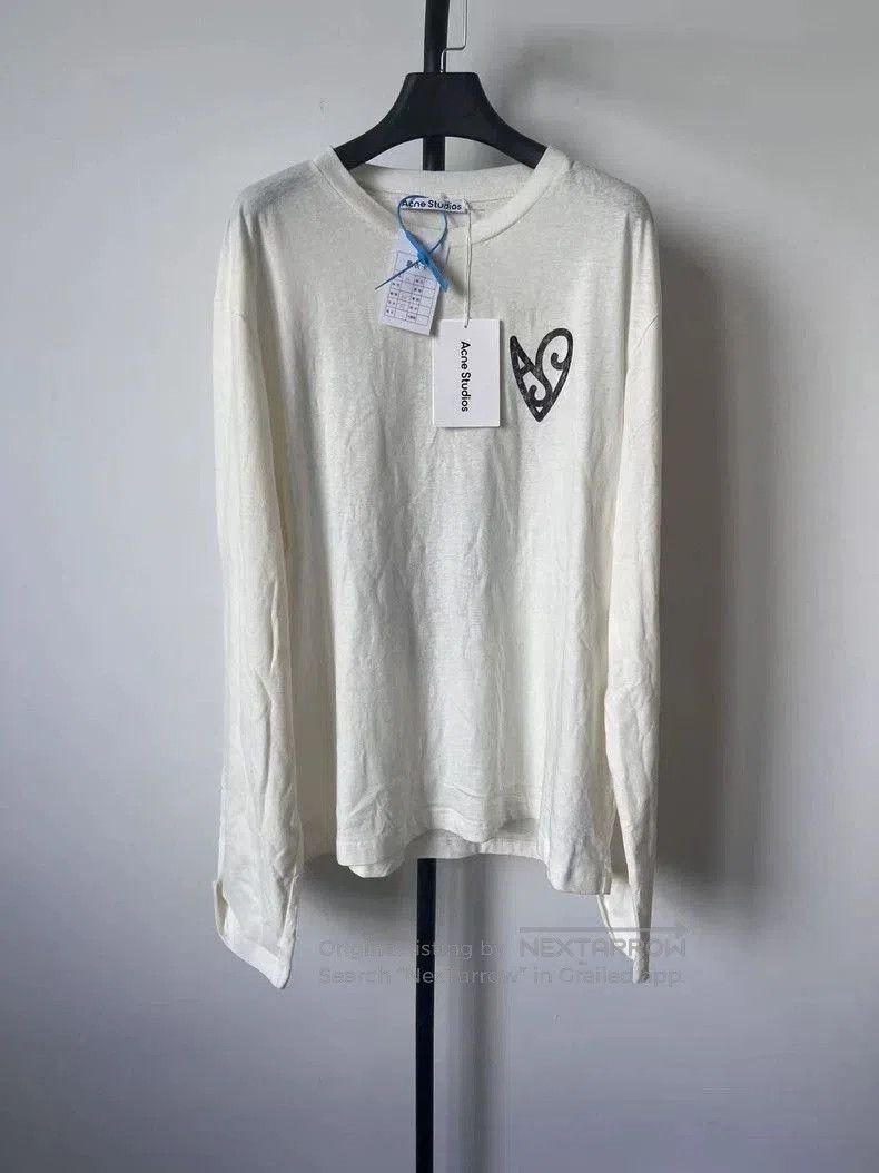 Acne Studios Acne Studios White Heart Print Long Sleeve T. Size US M / EU 48-50 / 2 - 1 Thumbnail