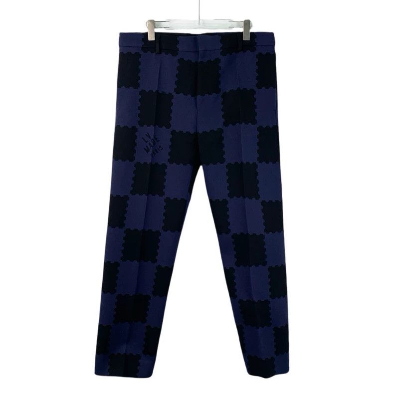Louis Vuitton Louis Vuitton 22 dark blue checkerboard wool suits Size 54R - 3 Thumbnail