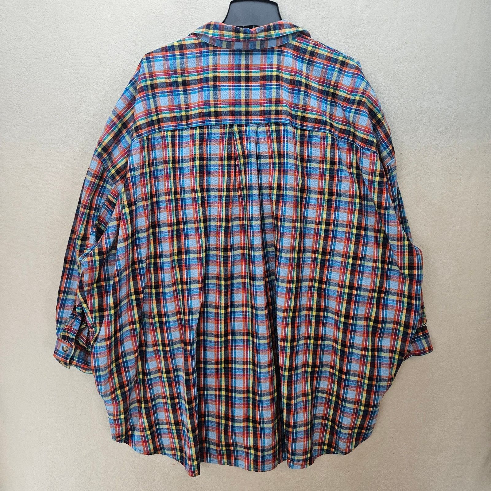 Urban Outfitters URBAN OUTFITTERS WOMEN'S LARGE OVERSIZED PLAID SHACKET BLUE Size L / US 10 / IT 46 - 6 Thumbnail