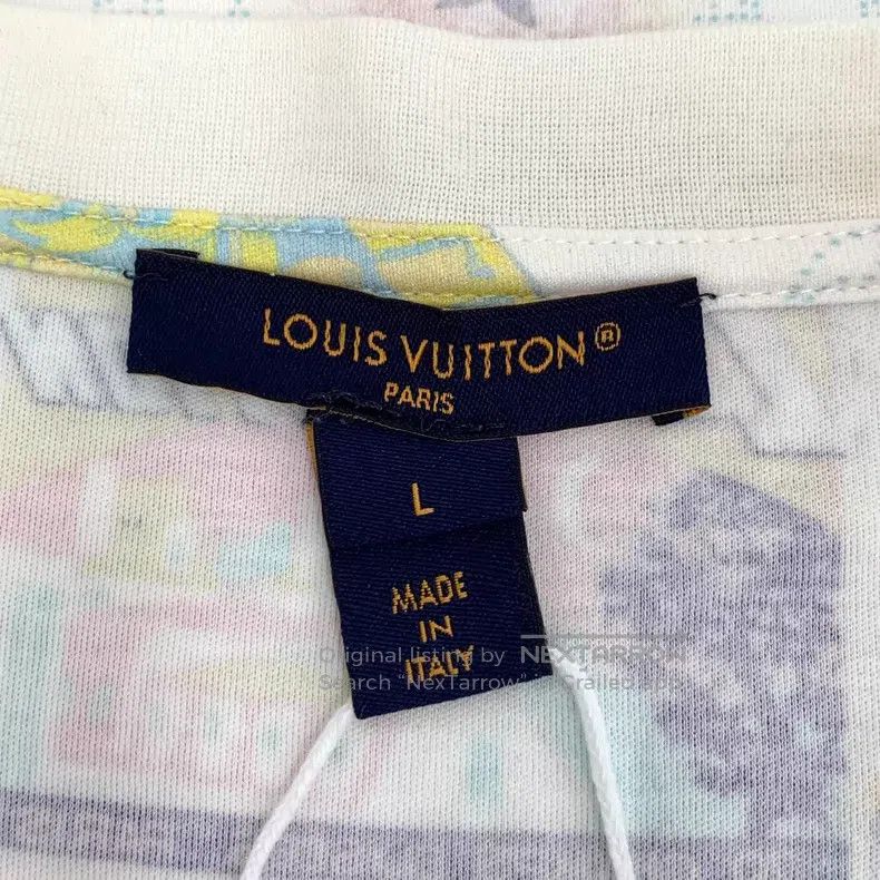 Louis Vuitton Louis Vuitton 25 white logo full print cotton crew neck sh Size US L / EU 52-54 / 3 - 6 Thumbnail
