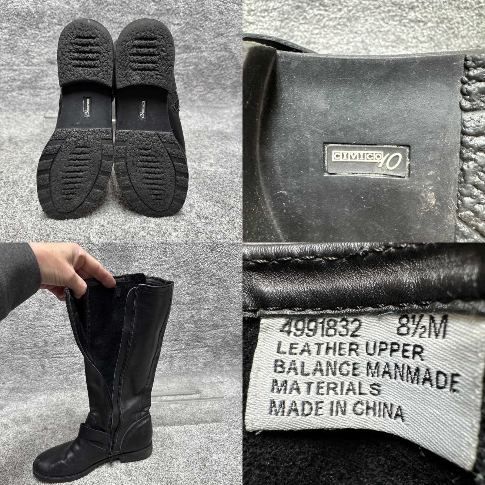Vintage CIVICO Boots Womens 8.5 Leather Riding Boots Biker Gothic Dark Academia Mob Wife Mid-Calf Zip Black Leather M Women Gear Street Wear? Size US 9 / IT 39 - 8 Thumbnail