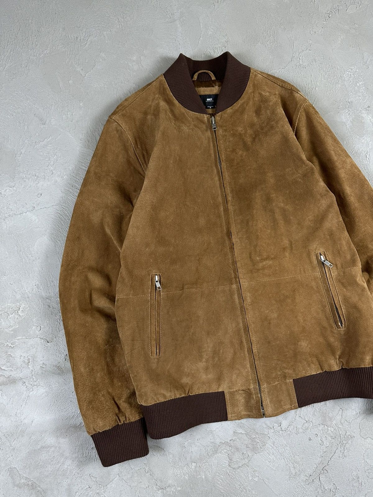 Obey Obey Suede Leather Boxy Bomber Jacket Size US M / EU 48-50 / 2 - 2 Thumbnail