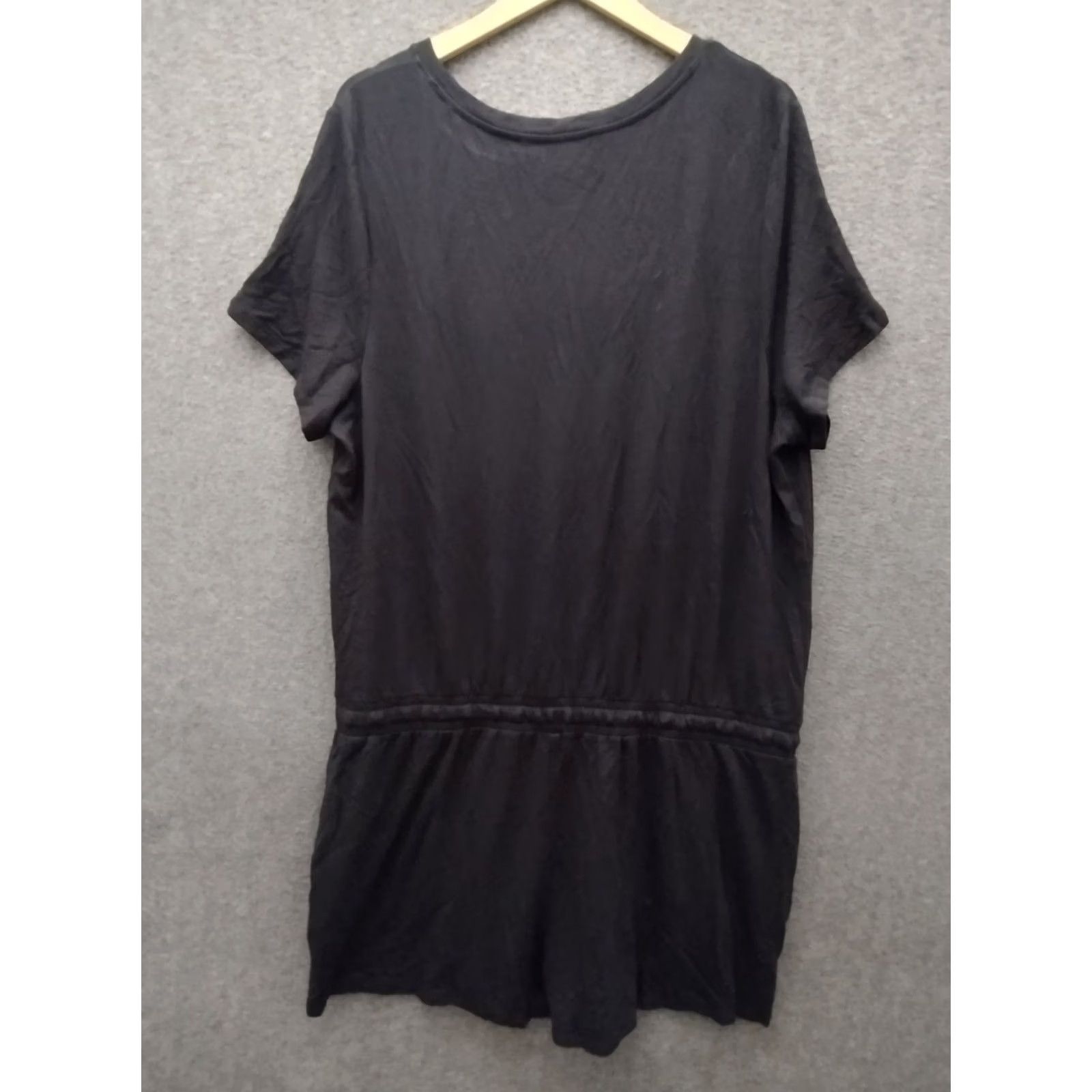 Vintage Daily Ritual Romper Women’s Black One Piece XXL Short Sleeve Pockets Knit Casual Summer 2XL Size 40" / US 18 - 2 Thumbnail