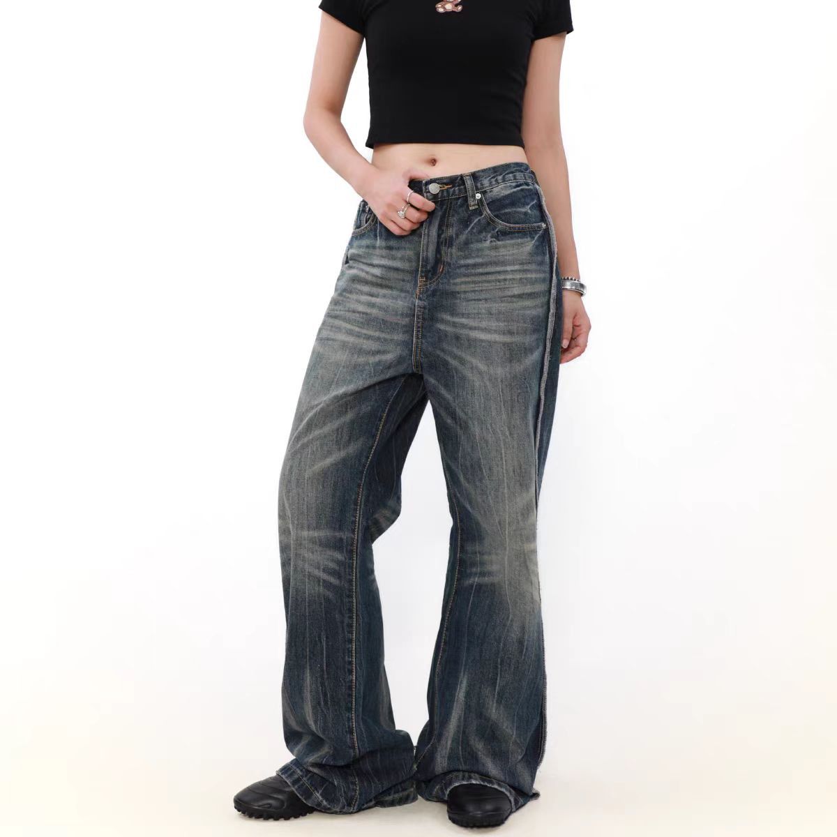 Japanese Brand × Jean Vintage washed micro flare jeans Size US 30 / EU 46 - 3 Thumbnail