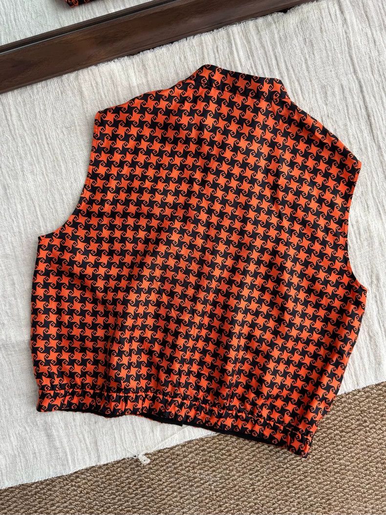 Gucci Gucci Double G mulberry silk thousand-bird check sleeveles Size S / US 4 / IT 40 - 2 Thumbnail