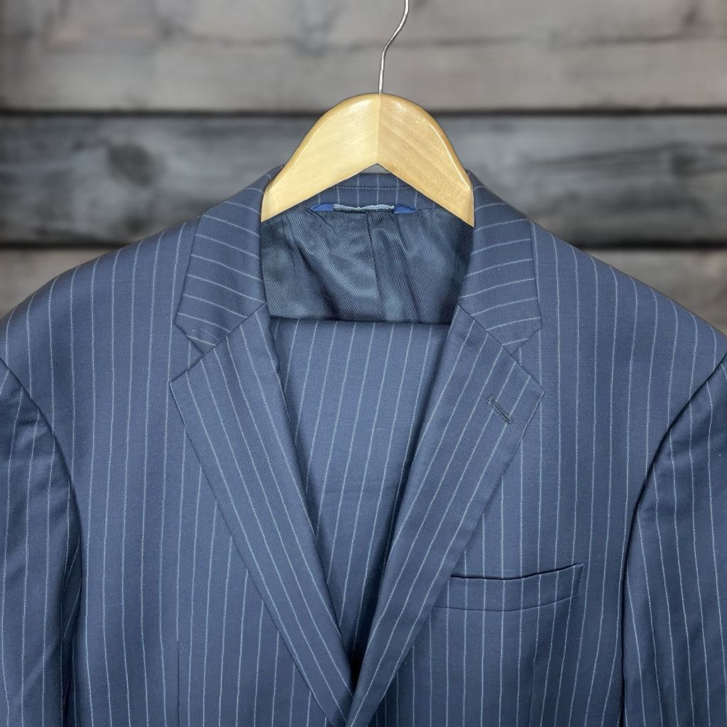 VINTAGE Stafford Men's Suit Piece Wool Silk Notch Lapel Blue