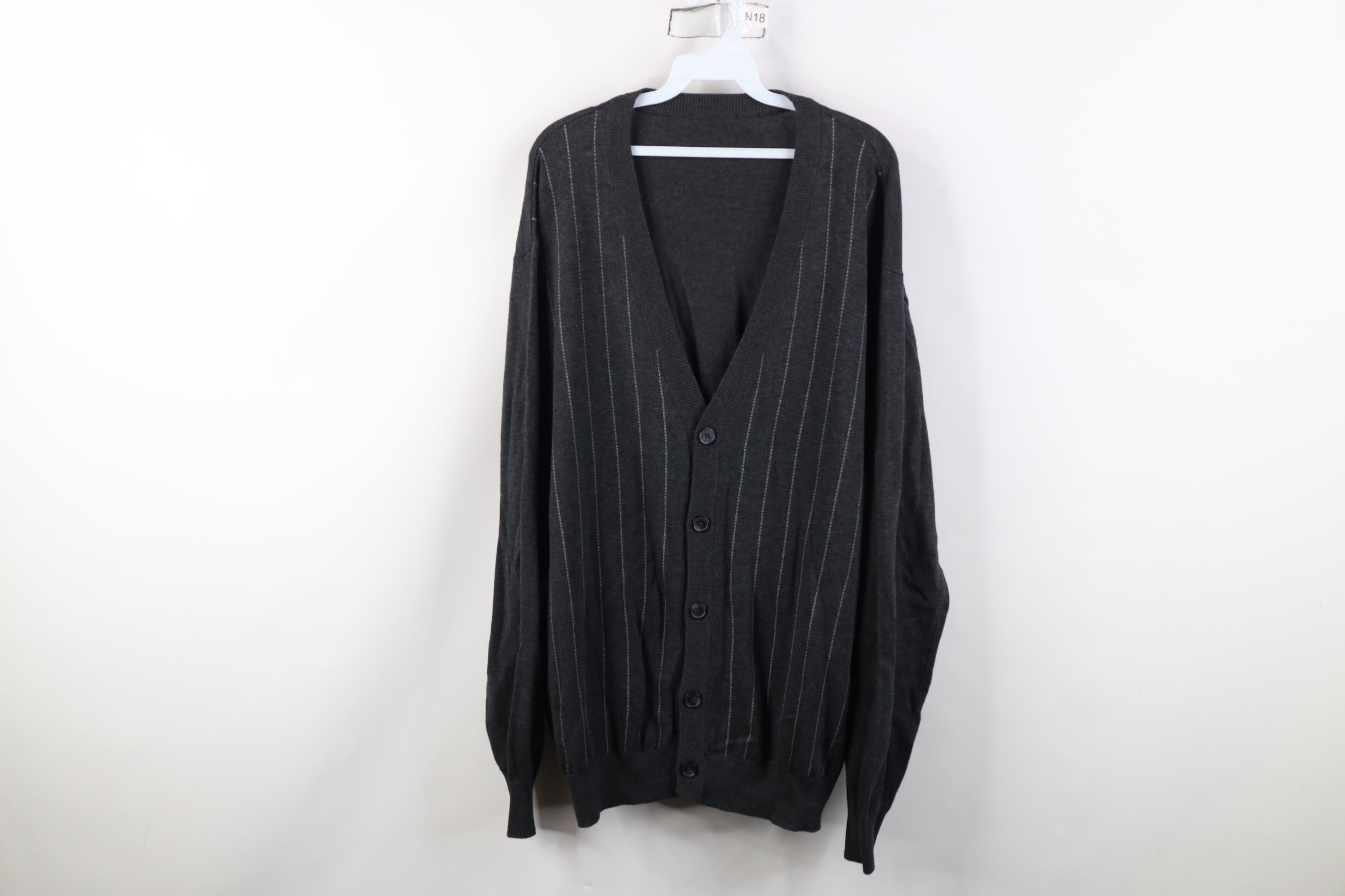 Vintage Vintage 90s Streetwear Striped Knit Cardigan Sweater Gray Size US XXL / EU 58 / 5 - 1 Thumbnail