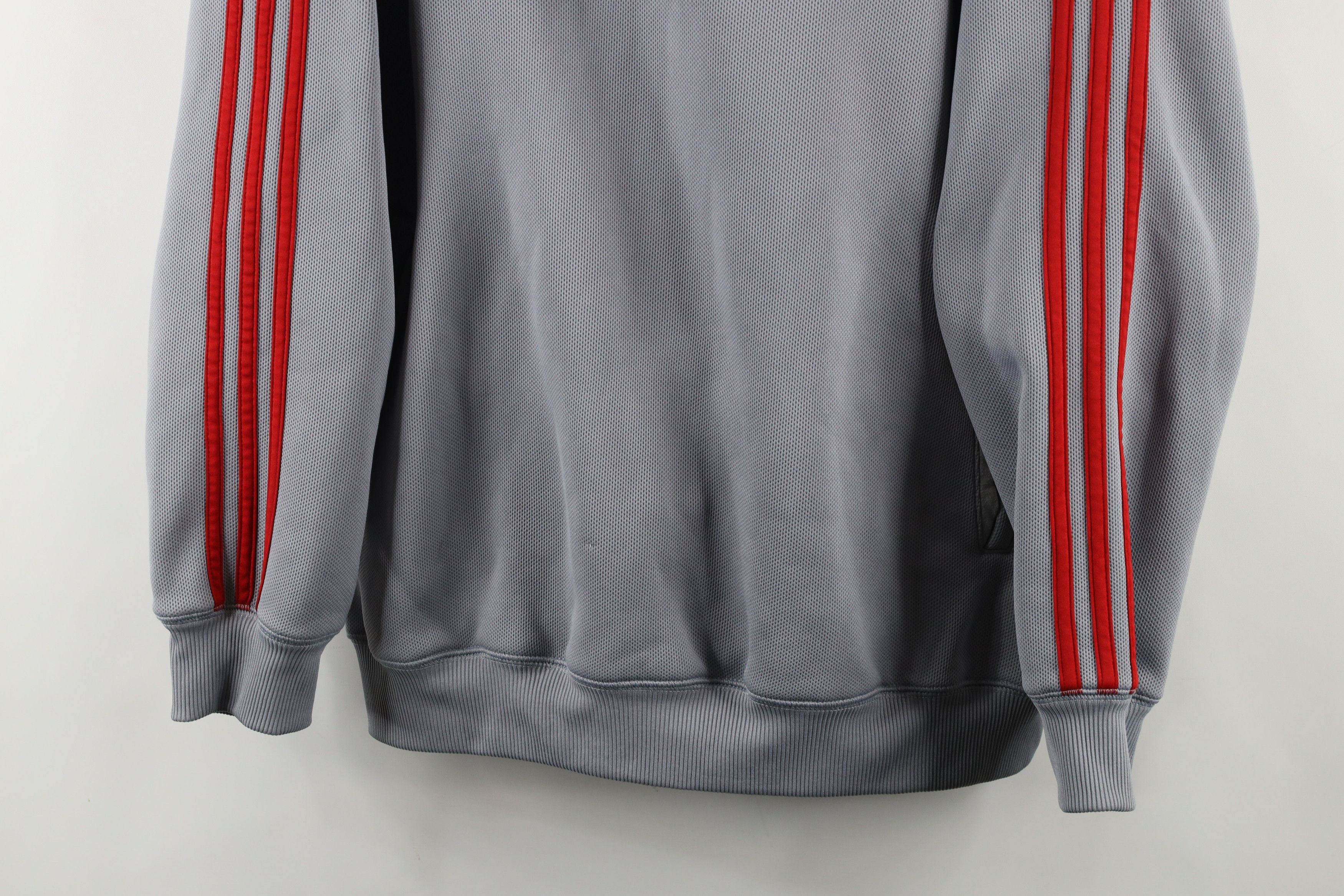 Adidas × Vintage Vintage Adidas Striped Mesh Knit Hoodie Sweatshirt Gray Size US L / EU 52-54 / 3 - 3 Thumbnail