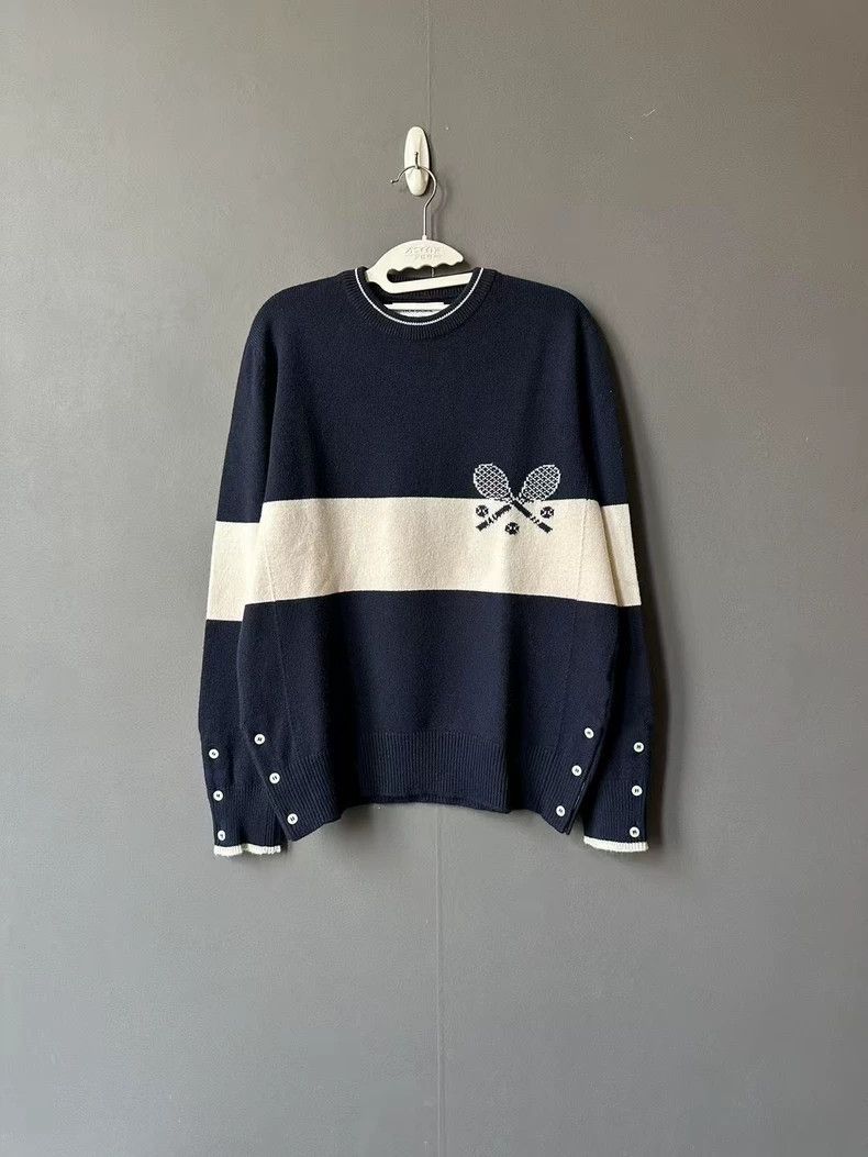 Thom browne Tennis racket color-blocked cashmere sweater