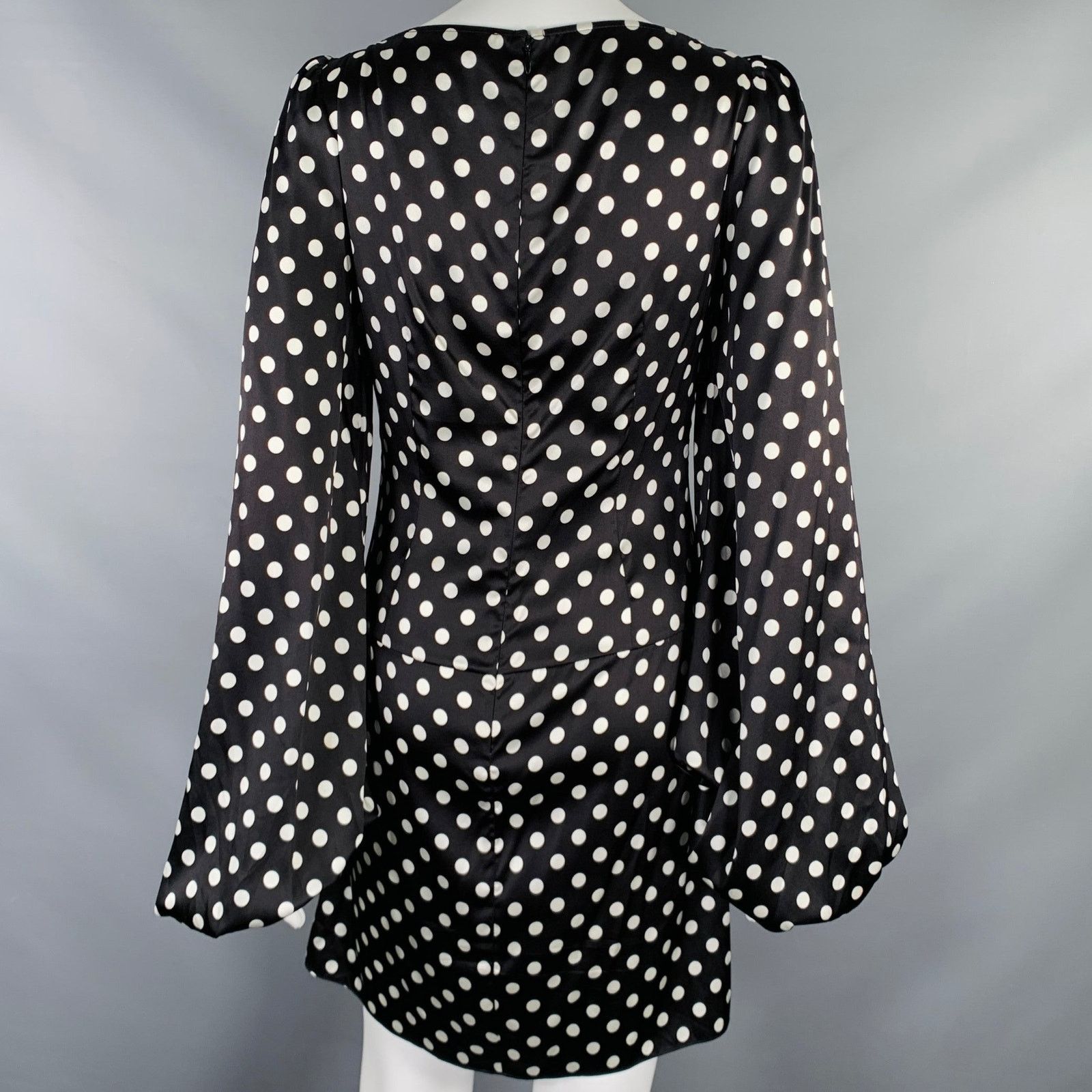 CAROLINE CONSTAS Size S Black White Silk Blend Polka Dot Bell Sleeves Dress Size S / US 4 / IT 40 - 5 Thumbnail