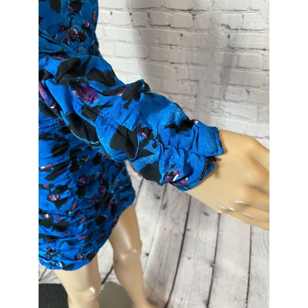 Zara NWT New Zara Blue Floral Long Sleeve Draped Mini Dress Size Size S / US 4 / IT 40 - 7 Thumbnail