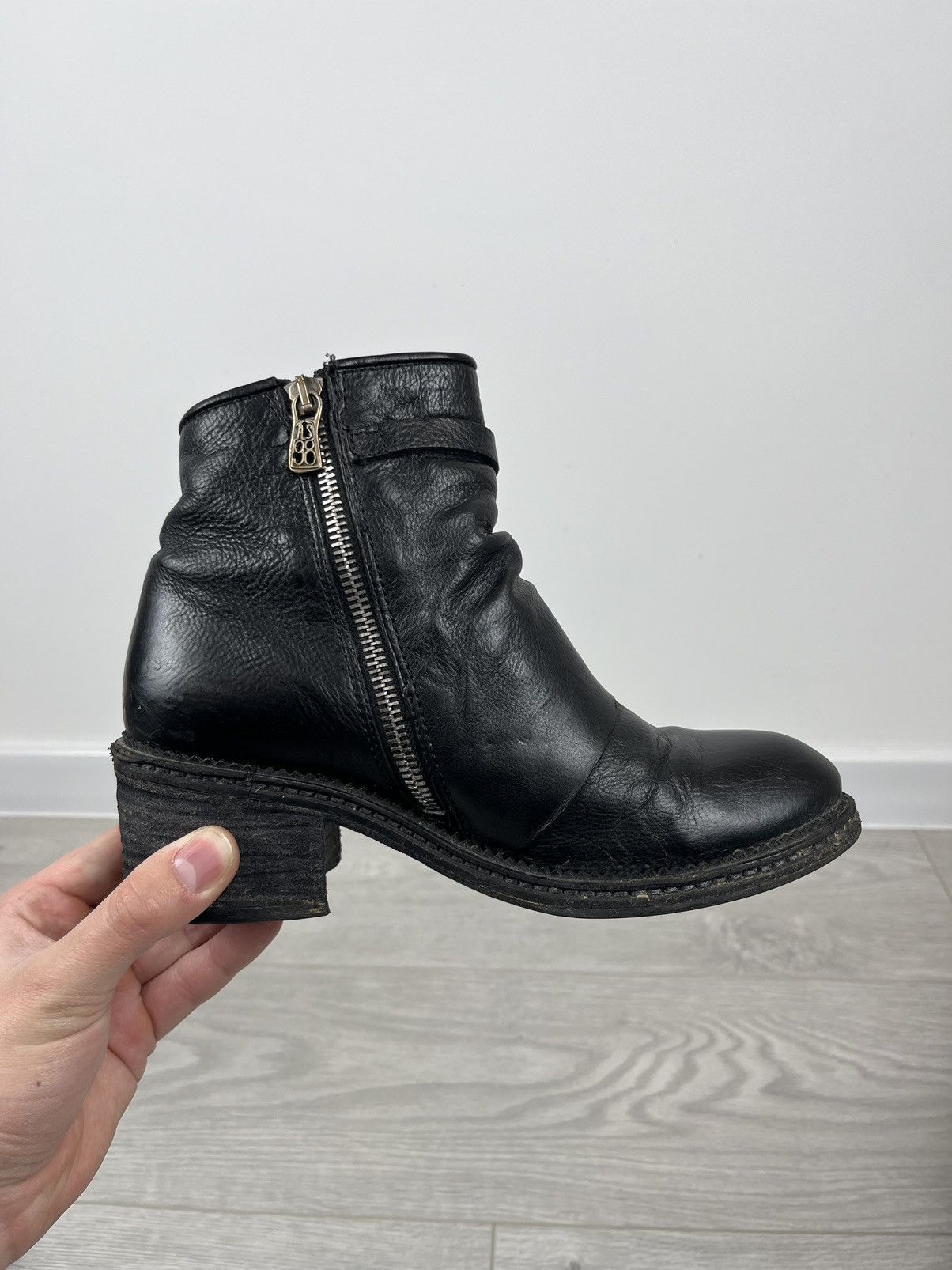 A.S.98 × Leather Airsteps A.S. 98 Black Leather Heel Zip Avante Garde Boots Size US 7 / IT 37 - 8 Thumbnail