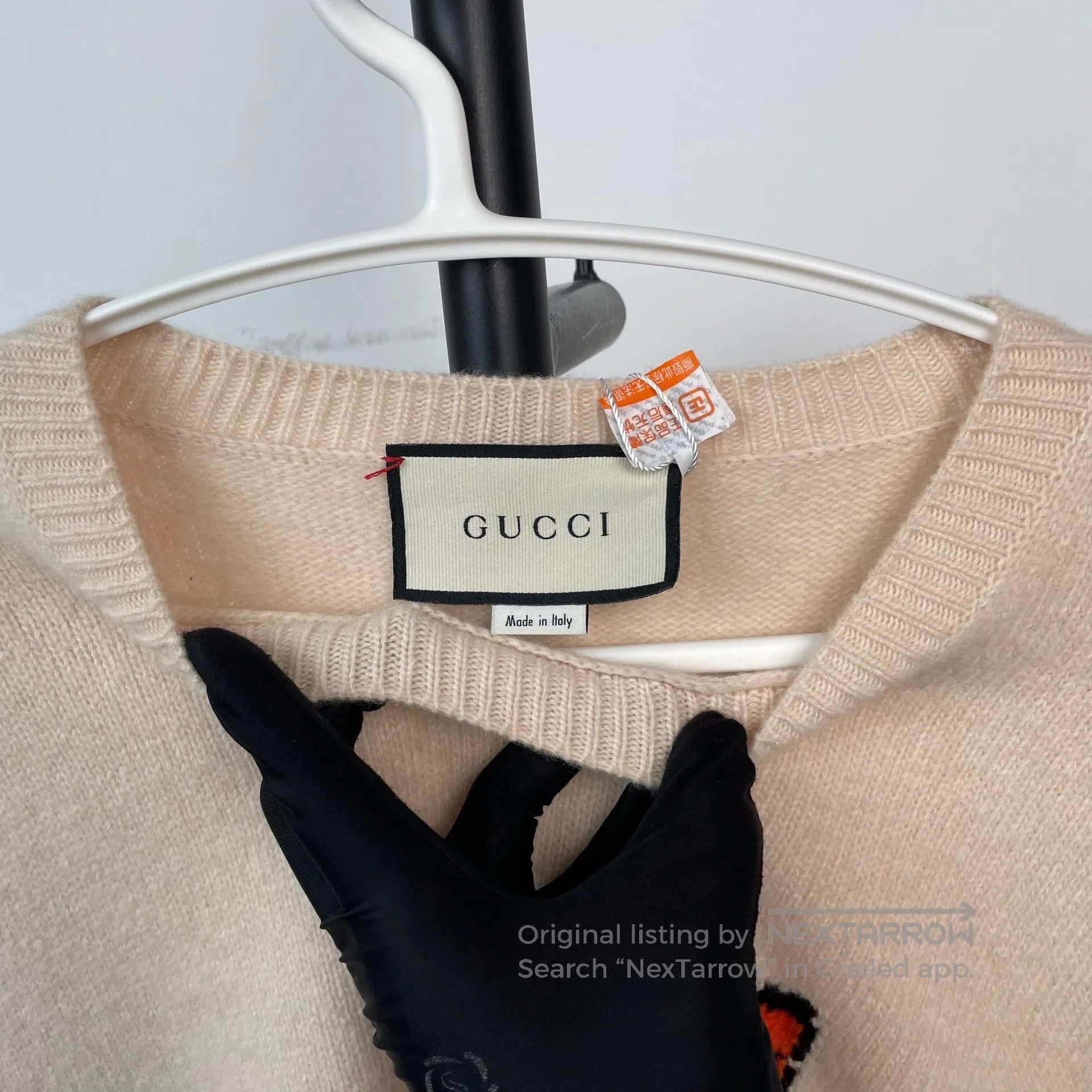 Gucci Guicci Beige Deer Pattern Letter Logo Knit Sweater| Size US XL / EU 56 / 4 - 4 Thumbnail