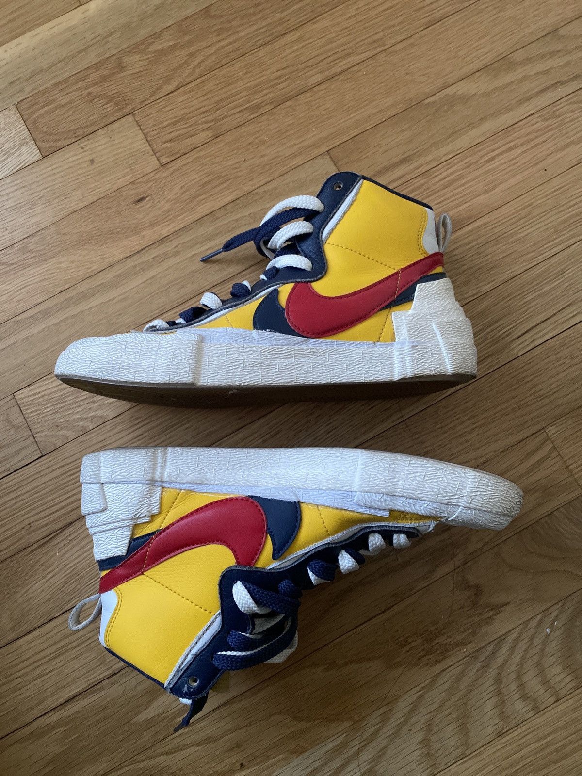 image of Nike Sacai Blazer Mid In Maize Blue Shoes, Men's (Size 5.5)