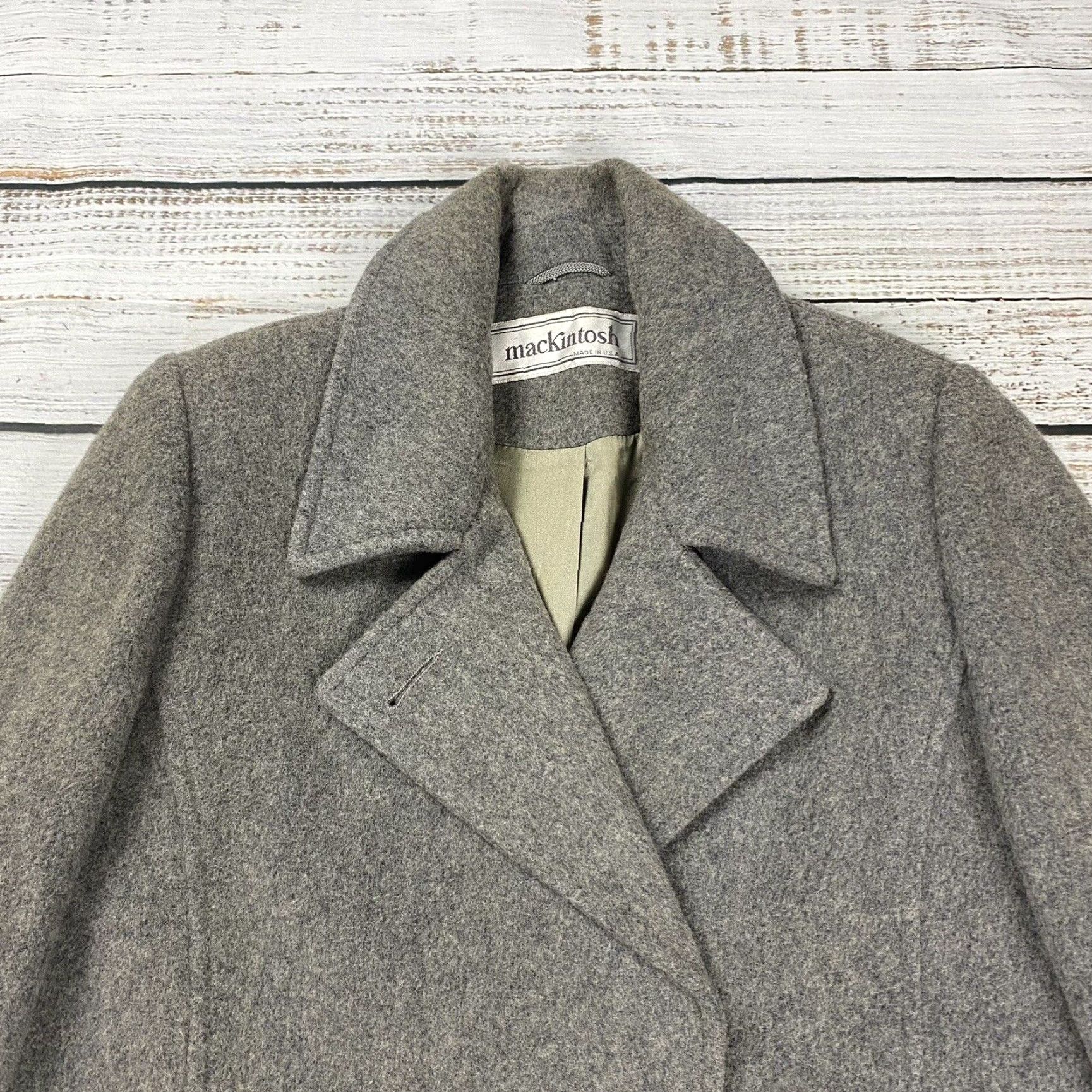 Mackintosh VINTAGE Mackintosh Wool Coat Women’s 10 Long Gray Double-Breasted Pea Coat Womens Size L / US 10 / IT 46 - 2 Thumbnail
