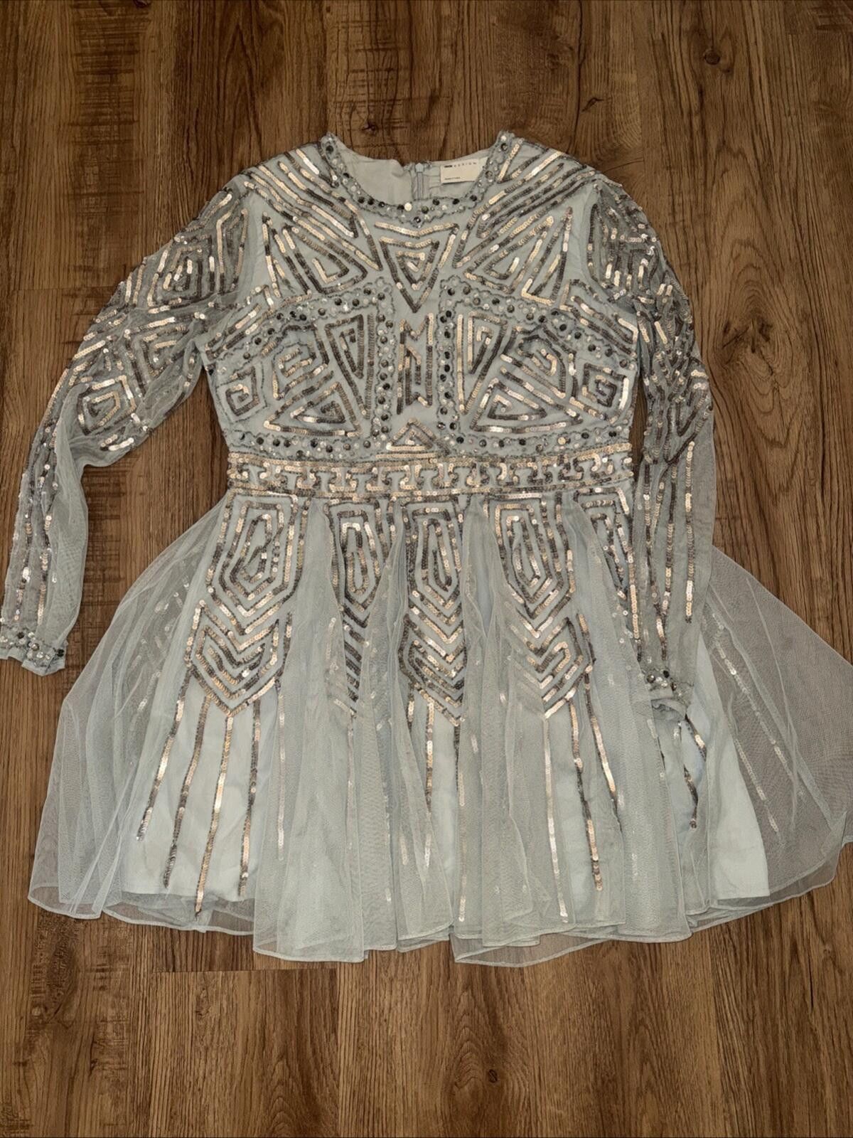 Asos ASOS DESIGN long sleeve mini dress with gem / sequin Sage Size XL / US 12-14 / IT 48-50 - 5 Thumbnail