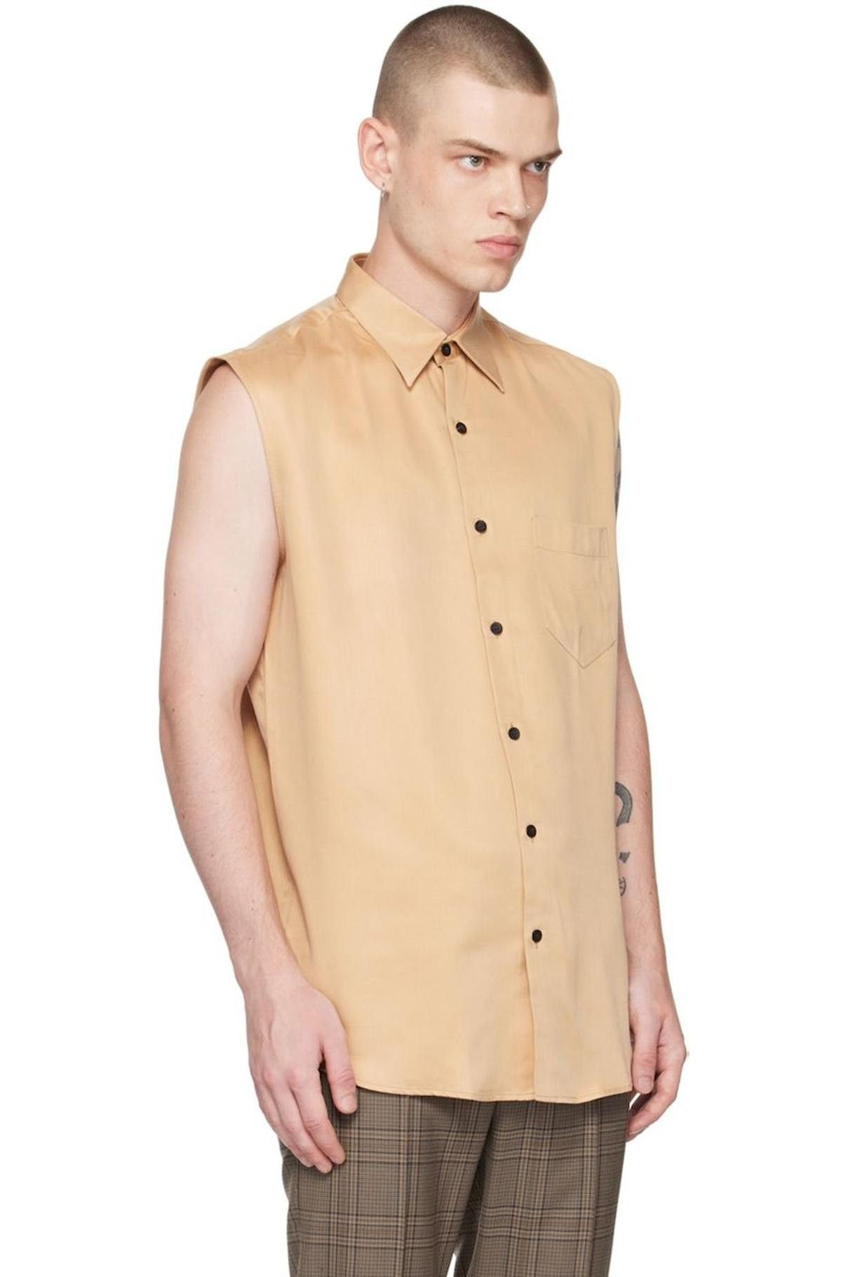 image of Ernest W Baker Ss23 Ernest W. Baker Sleeveless Shirt 46 in Camel, Men's (Size Small)