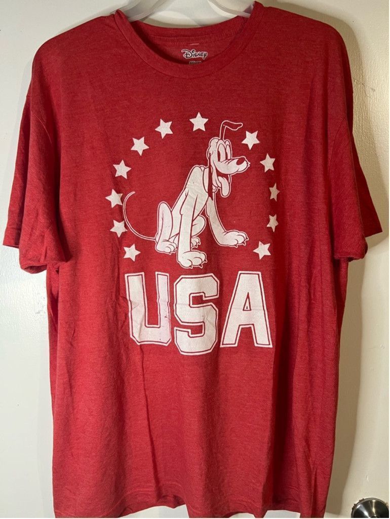 Disney Men's Disney Pluto USA Graphic T-Shirt XL Red Size US XL / EU 56 / 4 - 1 Thumbnail