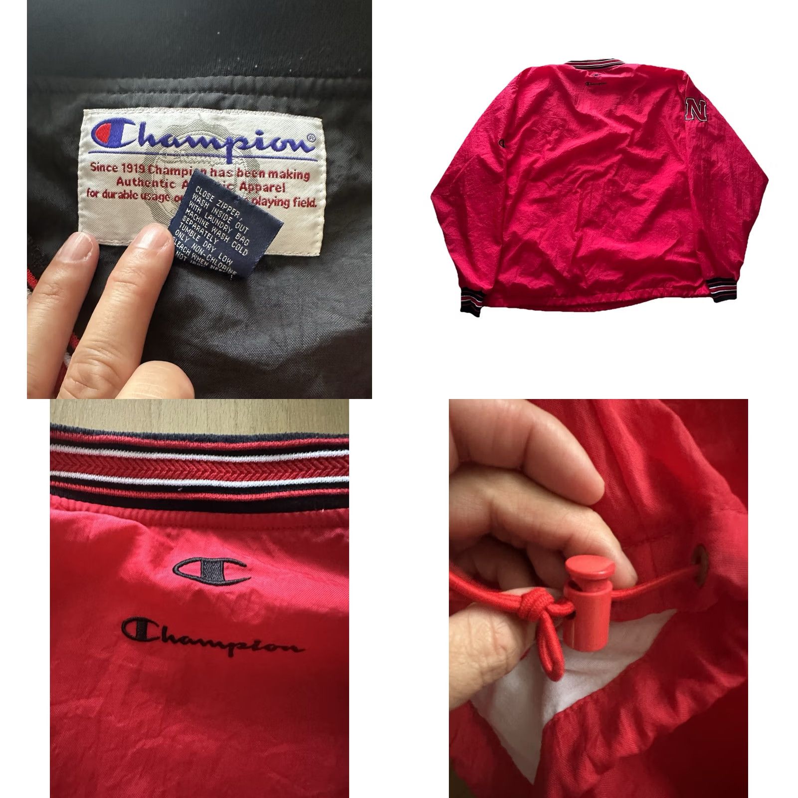 Champion VINTAGE Champion Huskers Windbreaker Jacket Mens XL Red Nylon Softshell Pullover Logo 90s Nebraska NCAA Sports Husker Fans Size US XL / EU 56 / 4 - 8 Thumbnail