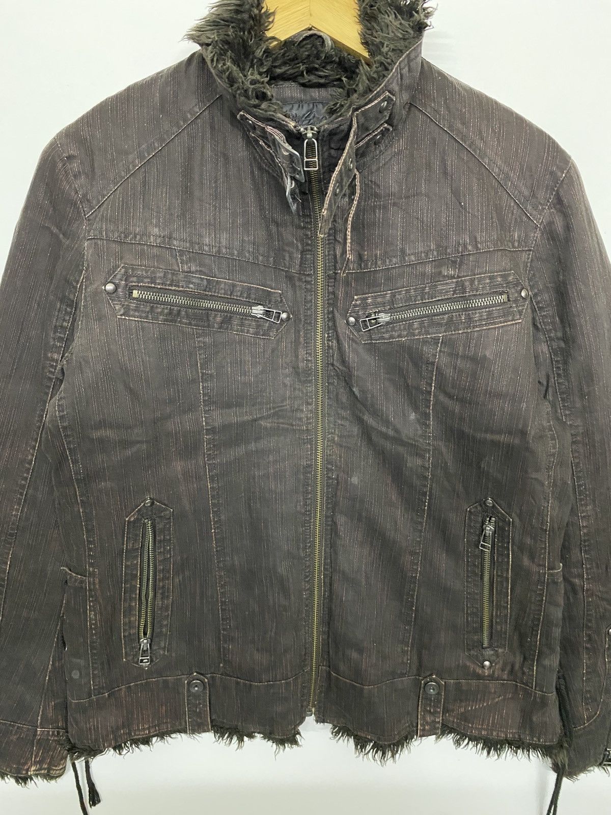 Mossimo Mossimo Fur Neck Jacket Biker Style Size US L / EU 52-54 / 3 - 2 Thumbnail