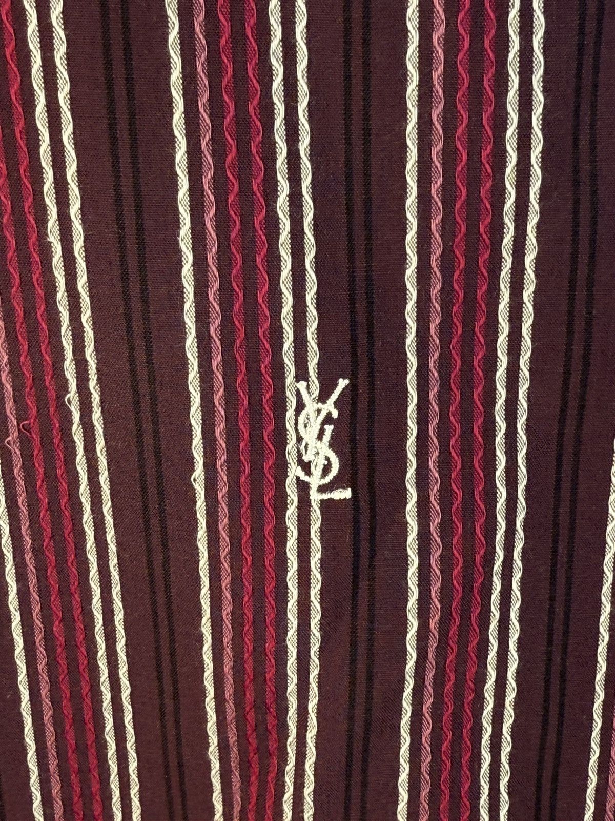 Yves Saint Laurent Burgundy YSL Shirt Cotton Striped Yves Saint Laurent Shirt Size US M / EU 48-50 / 2 - 2 Thumbnail