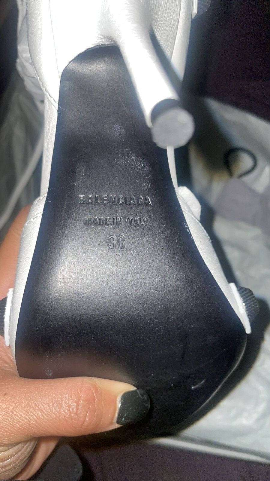 Balenciaga BALENCIAGA Women's Cagole 110mm Sandal in Optic White Size US 8 / IT 38 - 10 Thumbnail