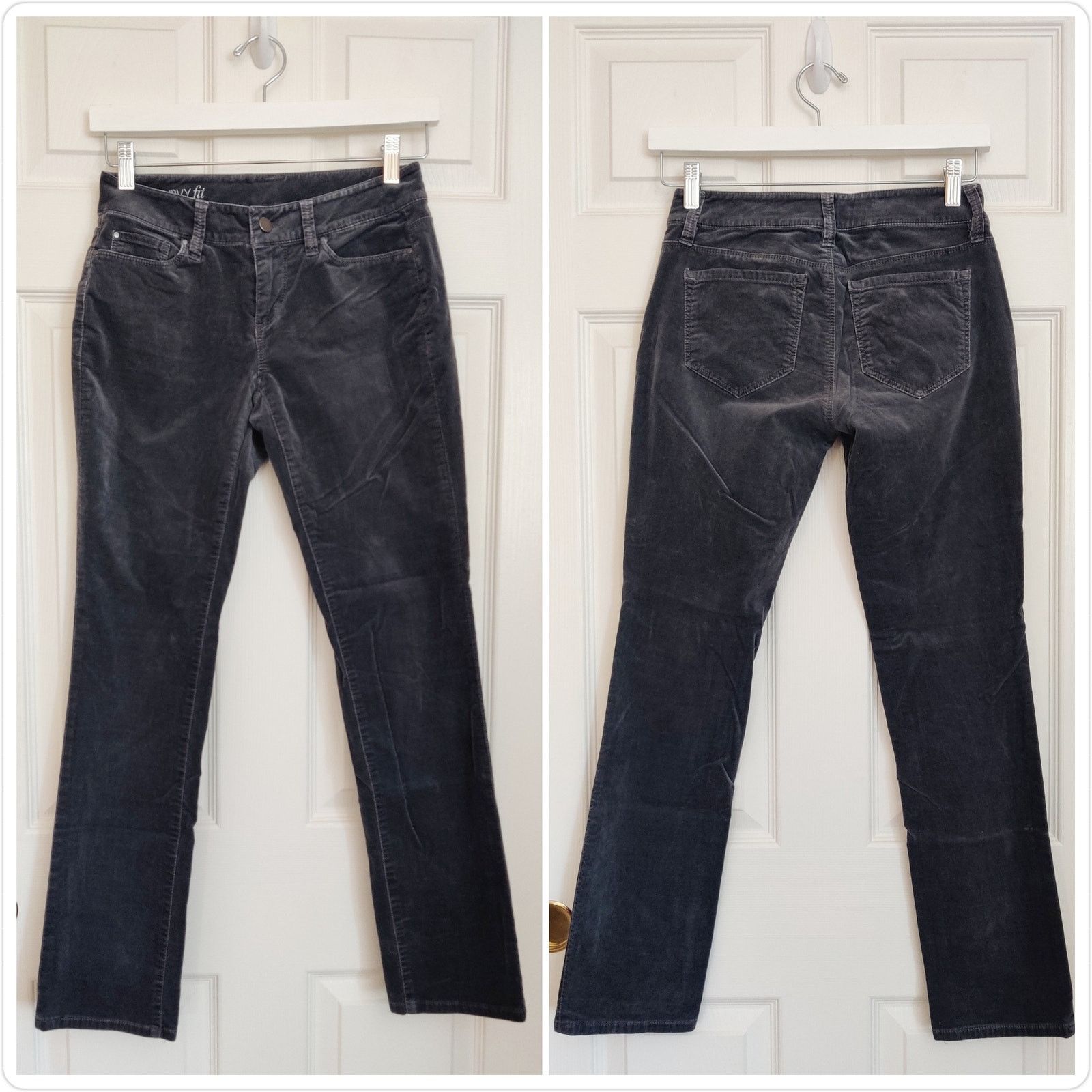 Ann Taylor Ann Taylor Curvy Fit gray velvet straight leg jeans 0P Size 25" / US 0 / IT 36 - 2 Thumbnail