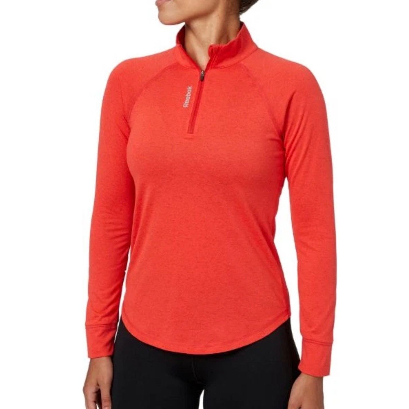 Reebok Reebok Womens Orange Performance Heather Quarter Zip Shirt S Size S / US 4 / IT 40 - 1 Thumbnail