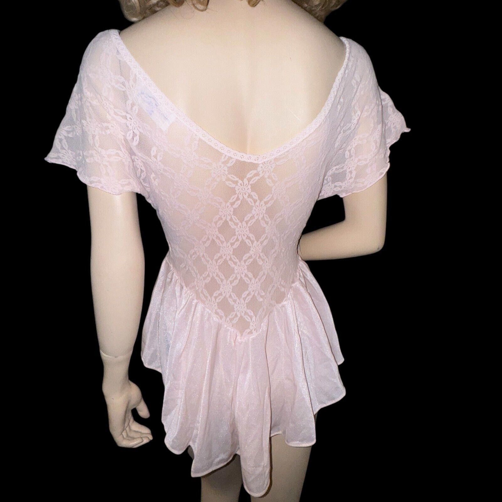 Designer Vtg Pink Nylon Cinema Etoile Lace Top Stretch Nightgown L Size ONE SIZE - 5 Thumbnail