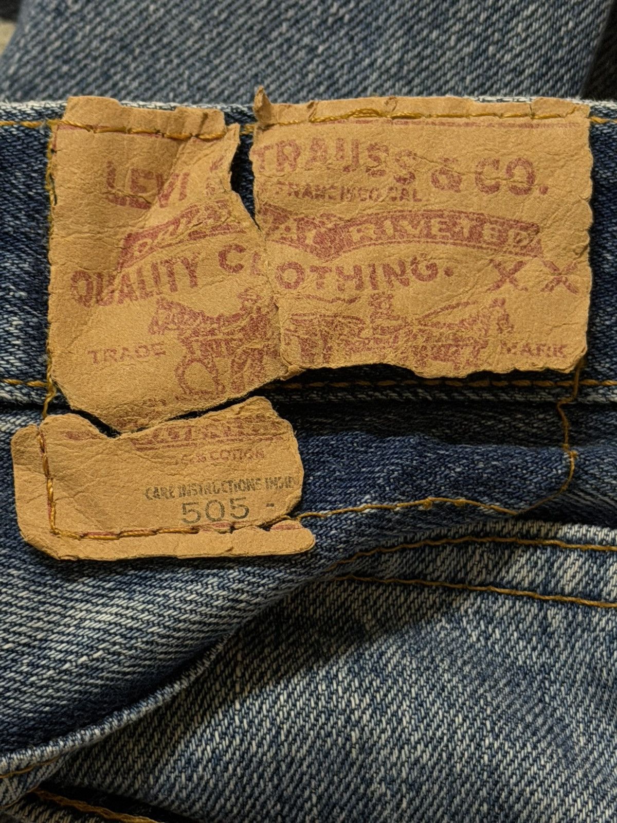 Levi's Vintage 90s Levis 505 Blue Faded Wash Distress Straight Leg Size US 32 / EU 48 - 6 Thumbnail