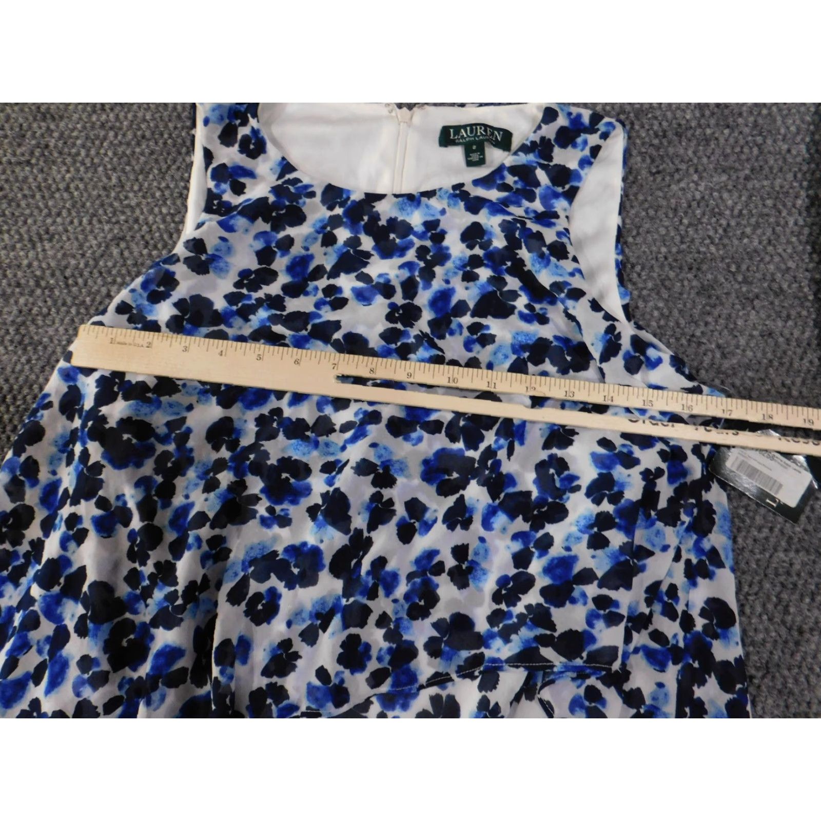 Ralph Lauren Lauren Ralph Lauren Dress Womens 2 Blue Floral Sleeveless A-Line Lined Knee Length Party Cocktail Mini Shift Dress 90s? Size XS / US 0-2 / IT 36-38 - 5 Thumbnail