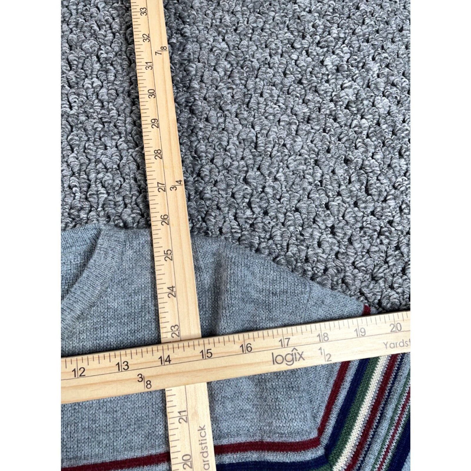 Vintage VINTAGE Lord Jeff Striped Sweater Adult Large Gray Acrylic Pullover 80s Preppy Mens Size US L / EU 52-54 / 3 - 7 Thumbnail