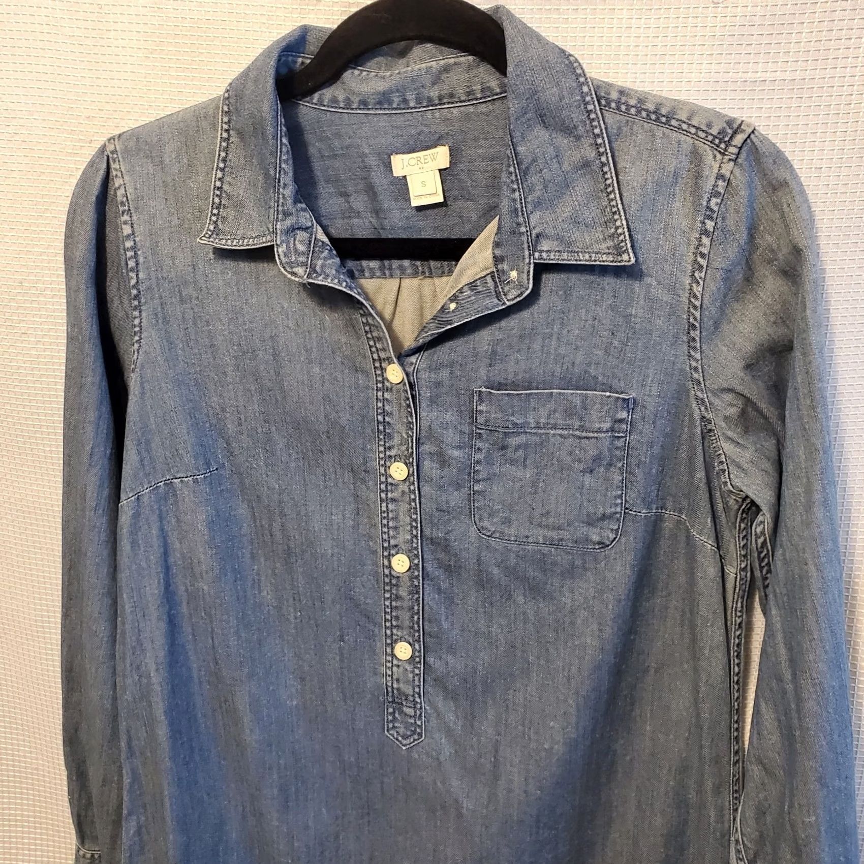 J.Crew J Crew Blue Chambray Denim Popover Shirt Dress Long Sleeve Sz S Womens Capsule Size S / US 4 / IT 40 - 3 Thumbnail