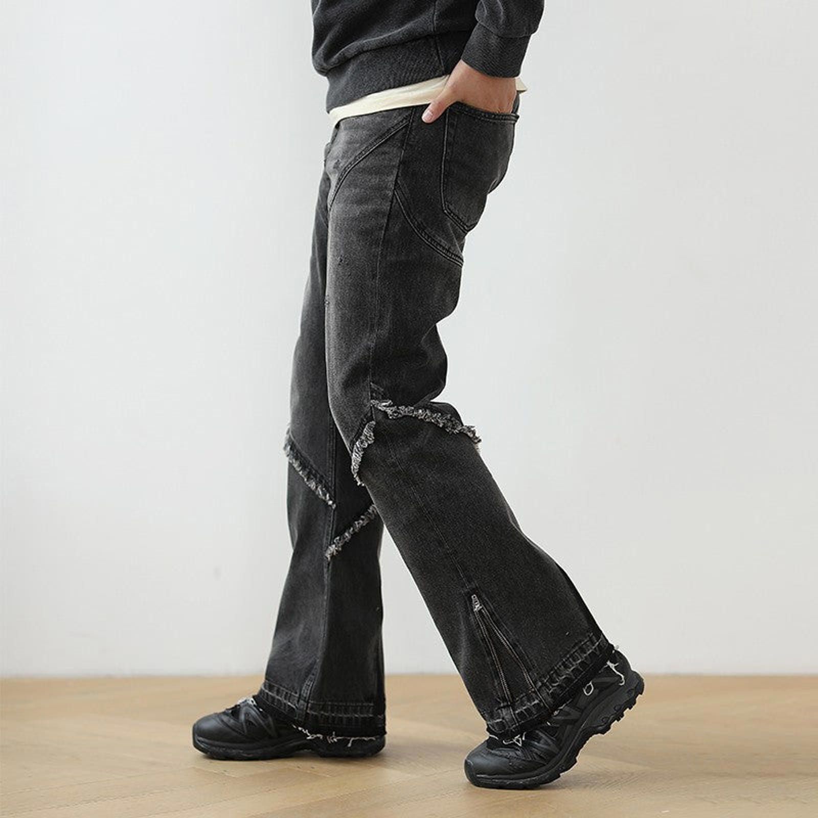 Vintage Distressed Dirty Wash Flared Pants – Narrow Cut Fringe Size US 33 - 3 Thumbnail
