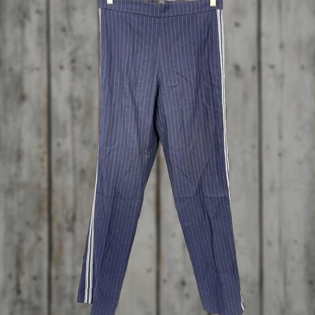 6397 VINTAGE 6397 Women's Wool Blend Striped Pants Ankle Style Mid Rise Casual Office Blue S Preppy Size 28" / US 6 / IT 42 - 1 Thumbnail